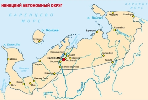 Карта Ненецкий Автономный Округ